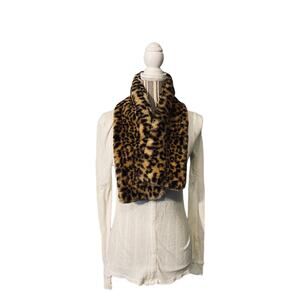 INC International Concepts Tan Leopard Animal Print Faux Fur Scarf Women’s OS